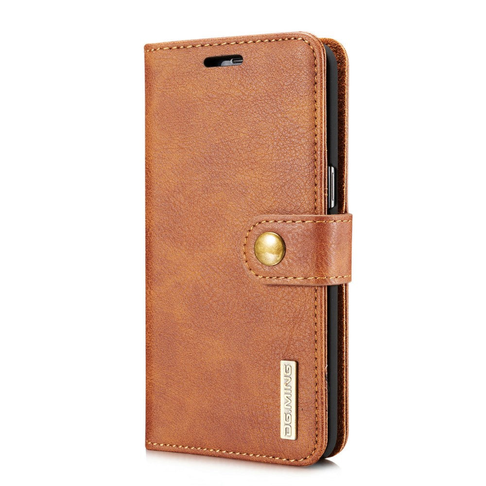 DG.MING Wallet Cover2-i-1 Split Leather till Samsung Galaxy S8 Plus – brun
