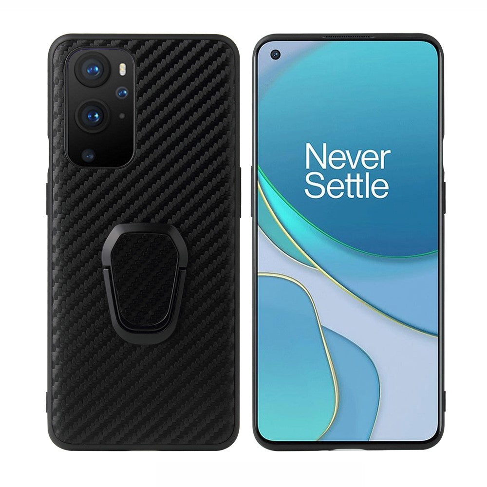 Stöd skal with Ringholder till OnePlus 9 Pro – Carbon Fiber Texture