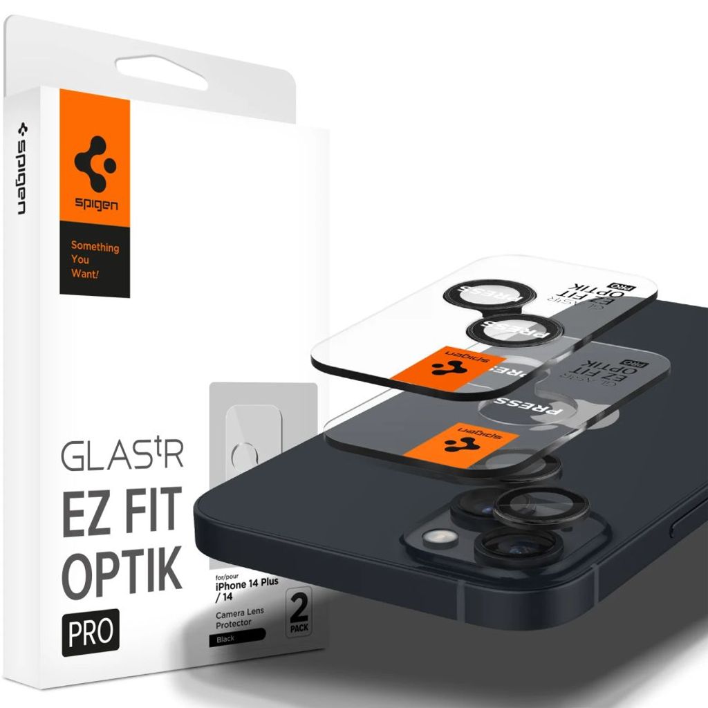 Spigen Glas.tR EZ Fit Optik 2-Pack Lens Protector for iPhone 14/Plus/15/Plus - Black