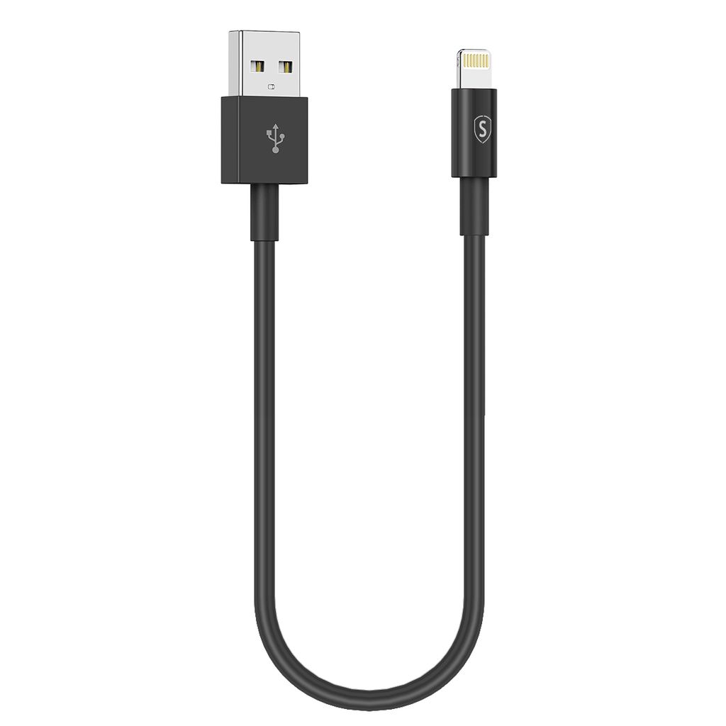 SiGN USB cable with Lightning 2.4A, till iPhone & iPad, 25cm – svart