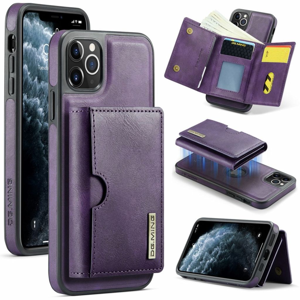 DG.MING iPhone 11 Pro Max magnetiskt plånboksfodral – lila