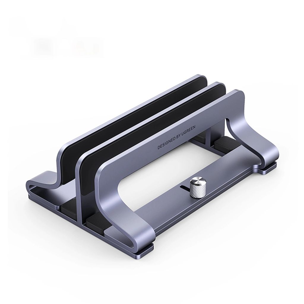 Ugreen Aluminum vertical stand till 2 laptop/tablet devices – silver