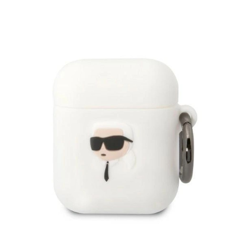 Karl Lagerfeld  AirPods 1/2 silicone case Karl's Head 3D - White