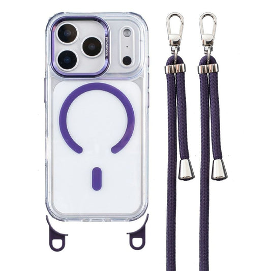 iPhone 17 Pro Max MagSafe Case Acrylic/TPU + Adjustable Lanyard - Transparent Purple