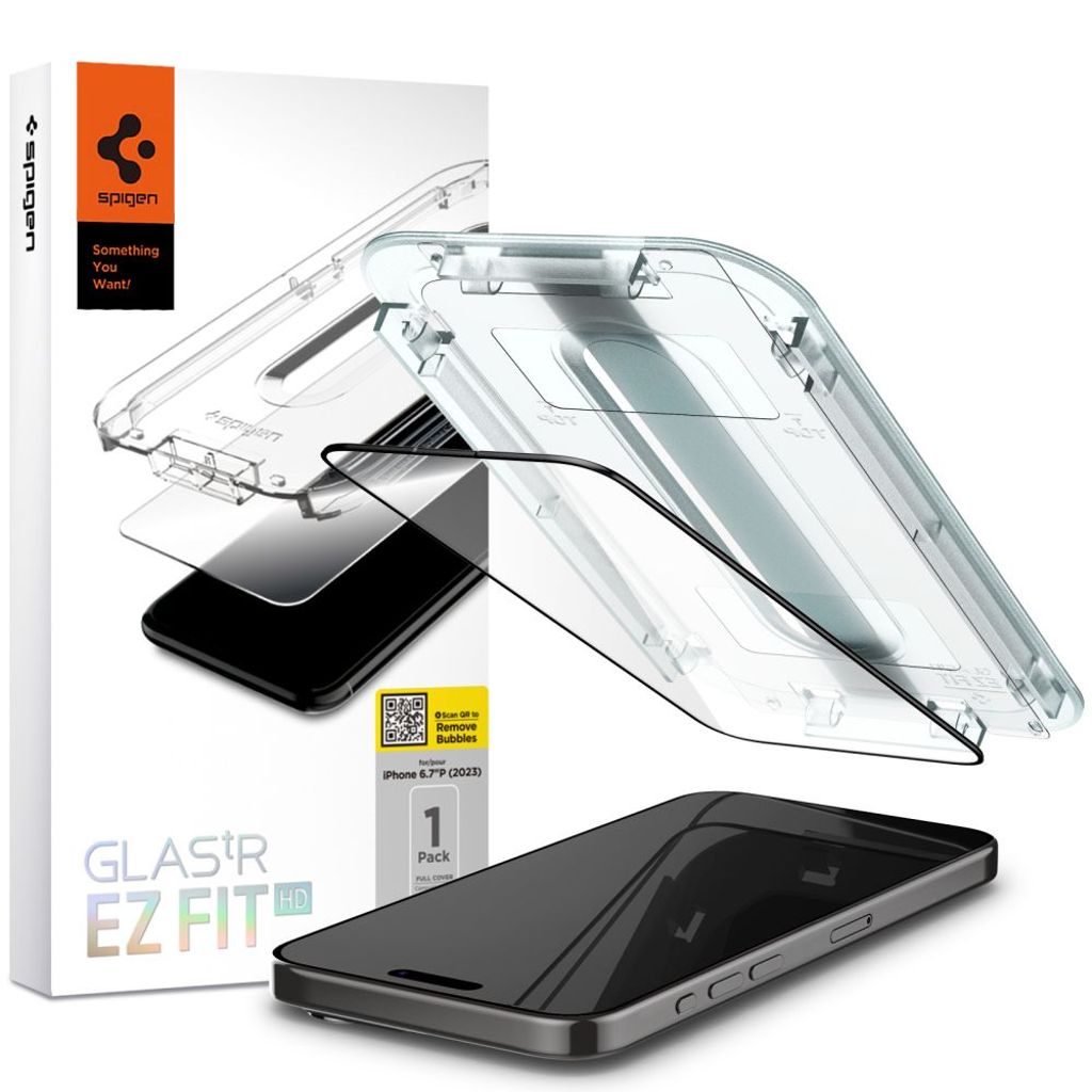 Spigen Glas.tR EZ Fit FC skärmskydd för iPhone 15 Pro Max - svart