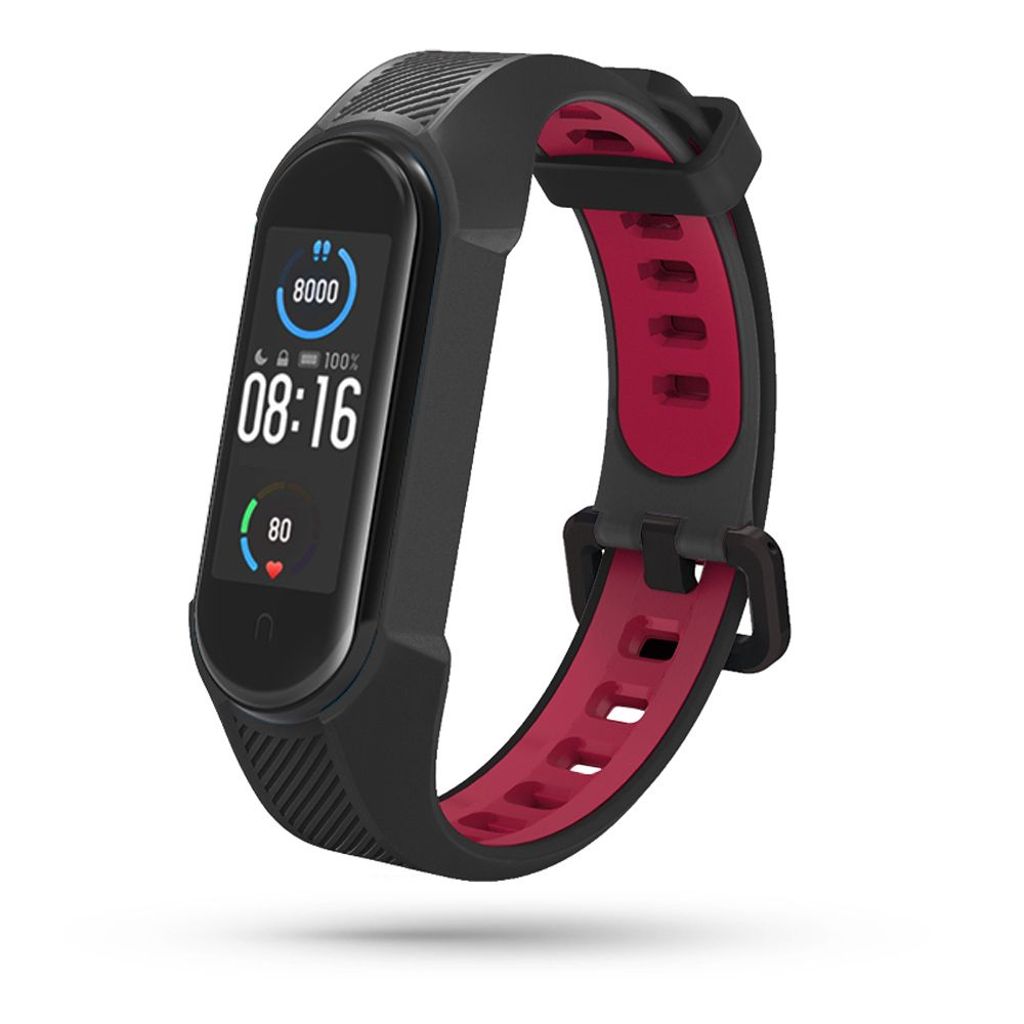 Tech-Protect Armor klockarmband för Xiaomi Mi Smart Band 5/6/6 NFC - svart/röd