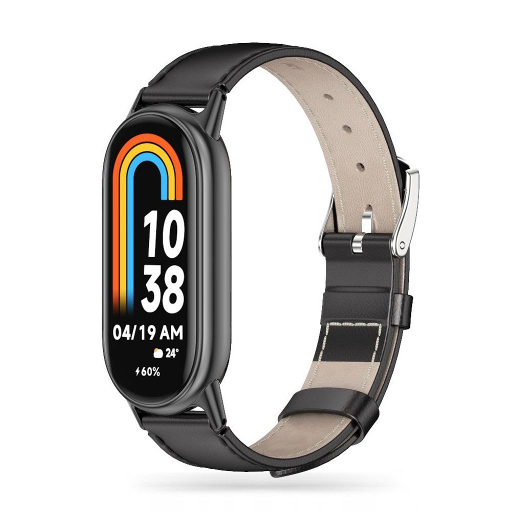 Tech-Protect Leatherfit klockarmband för Xiaomi Smart Band 8/8 NFC - svart