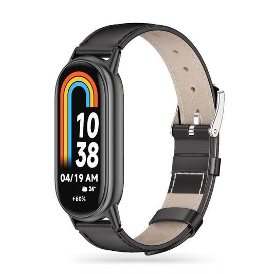 Tech-Protect Leatherfit klockarmband för Xiaomi Smart Band 8/8 NFC - svart