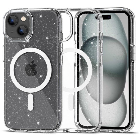 Tech-Protect FlexAir Hybrid MagSafe skal för iPhone 15 - transparent Glitter
