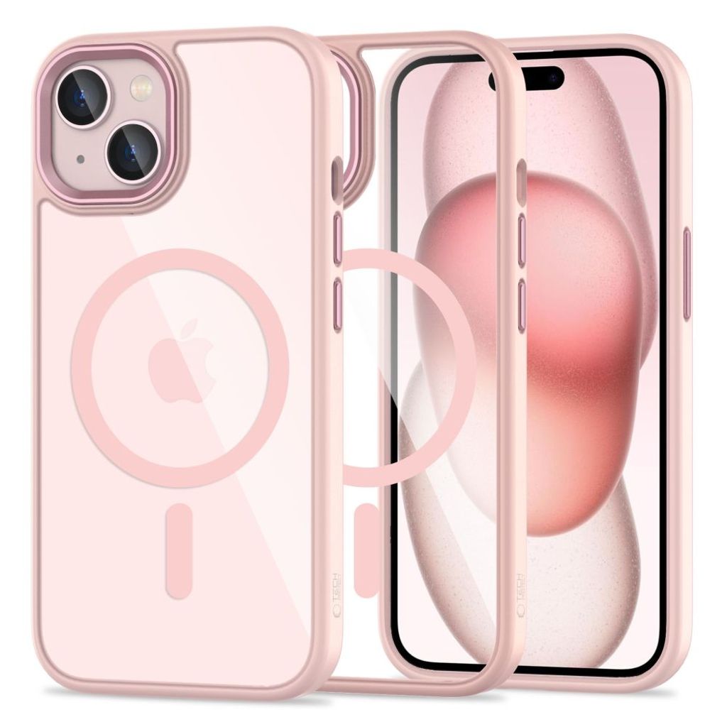 Tech-Protect MagMat MagSafe skal till iPhone 15 – Transparent rosa