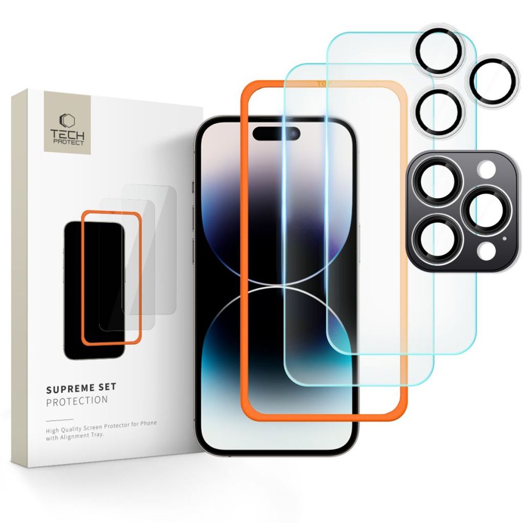 Tech-Protect Supreme Set 3pcs Screen & linsskydd för iPhone 16 Pro - transparent