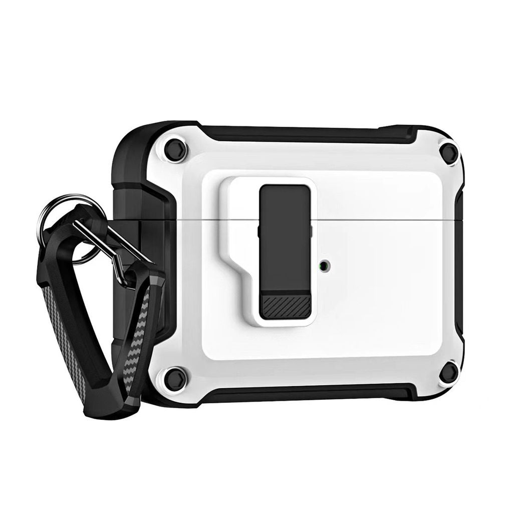 Pro Armor Case for Airpods 4 with Carabiner - White