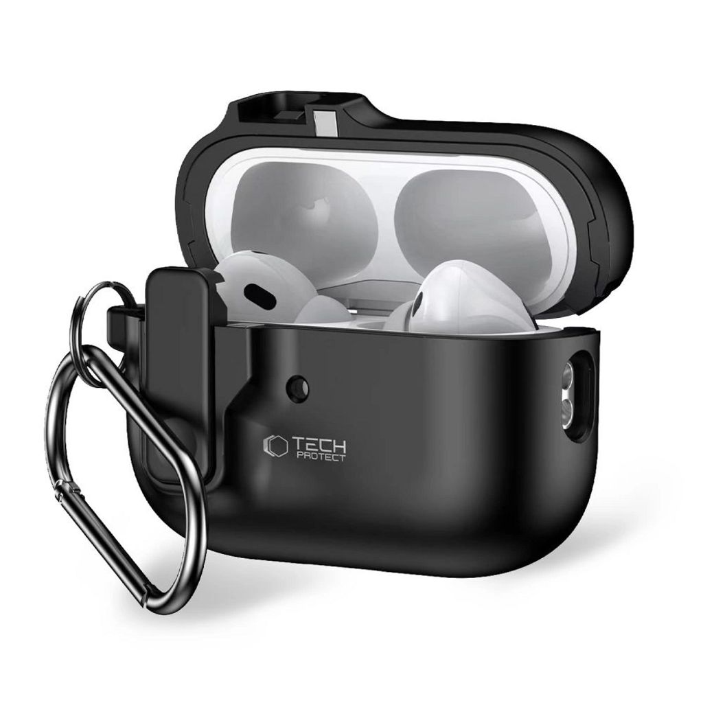 Tech-Protect Slim Hook Case with Carabiner for Apple AirPods Pro 1/2 - Black