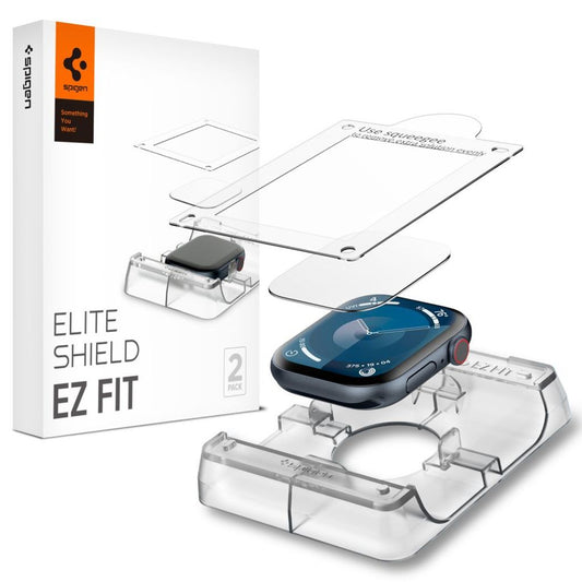 Spigen Elite Shield "EZ FIT" skärmskydd för Apple Watch 10 (46mm), 2-pack