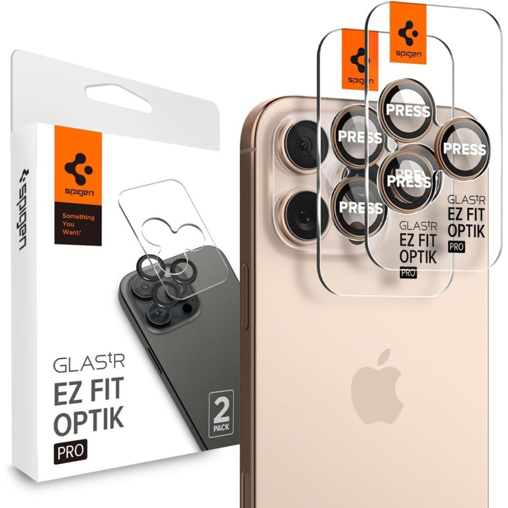 Spigen Optik Pro GLAS.TR "Ez Fit" linsskydd för iPhone 16 Pro/Pro Max - brun