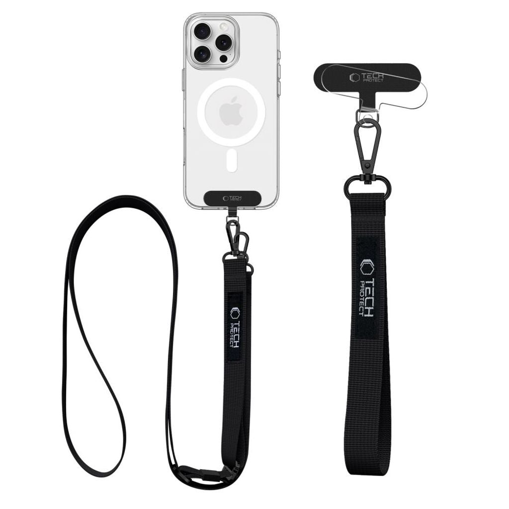 Tech-Protect C65 phone strap set för crossbody och wrist - svart