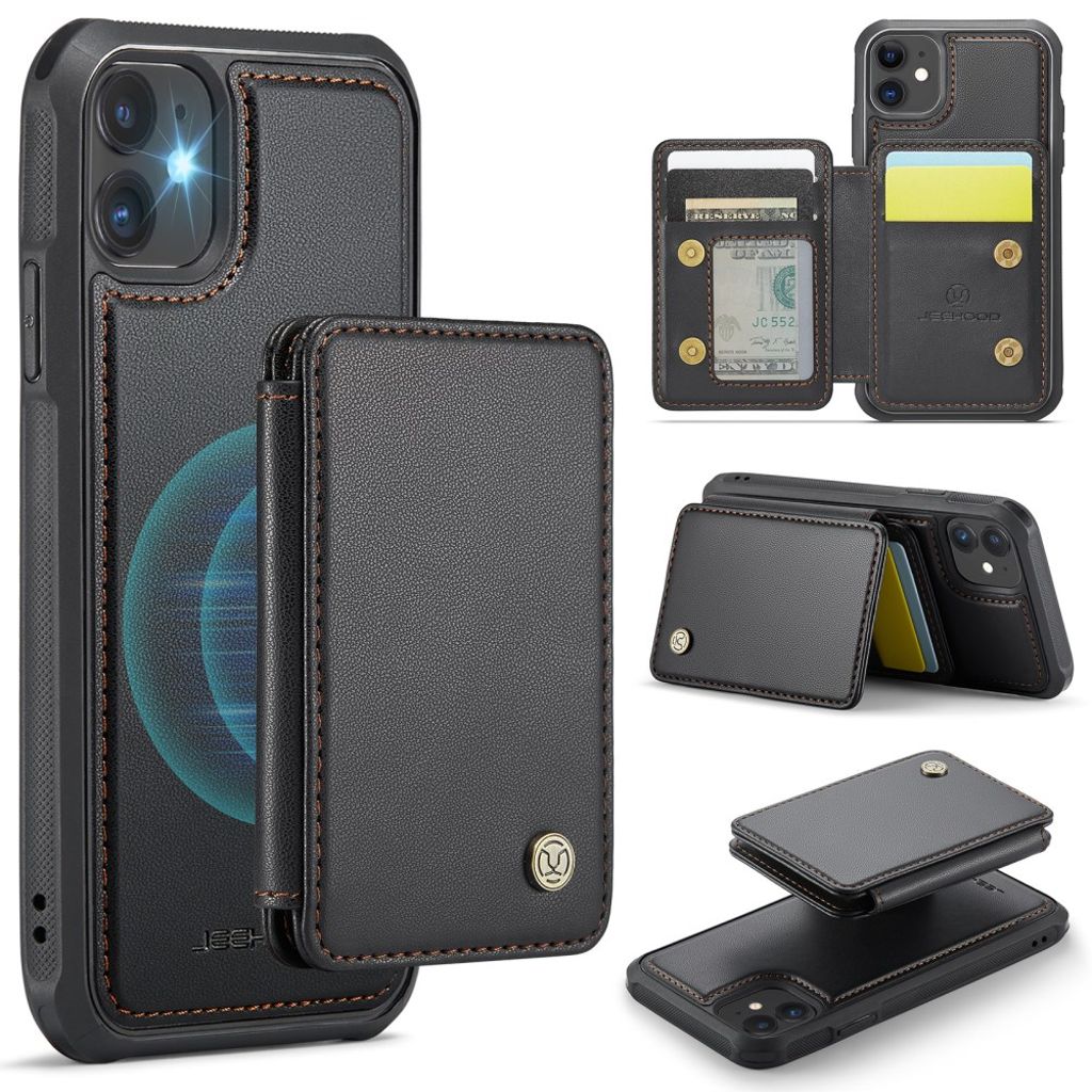 JEEHOOD iPhone 11 Skal with Detachable Magnetic Card Bag – Black