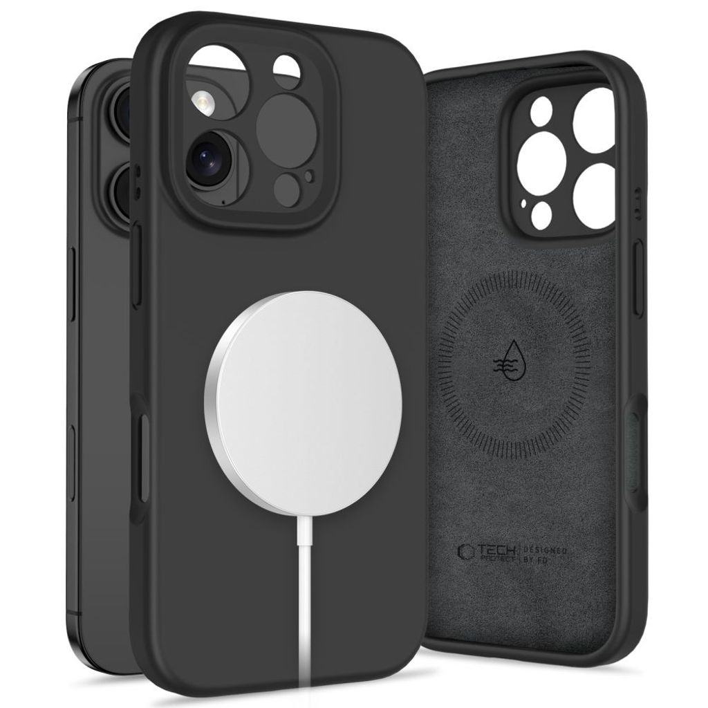 Tech-Protect i flytande silikon MagSafe skal för iPhone 16 Pro - svart