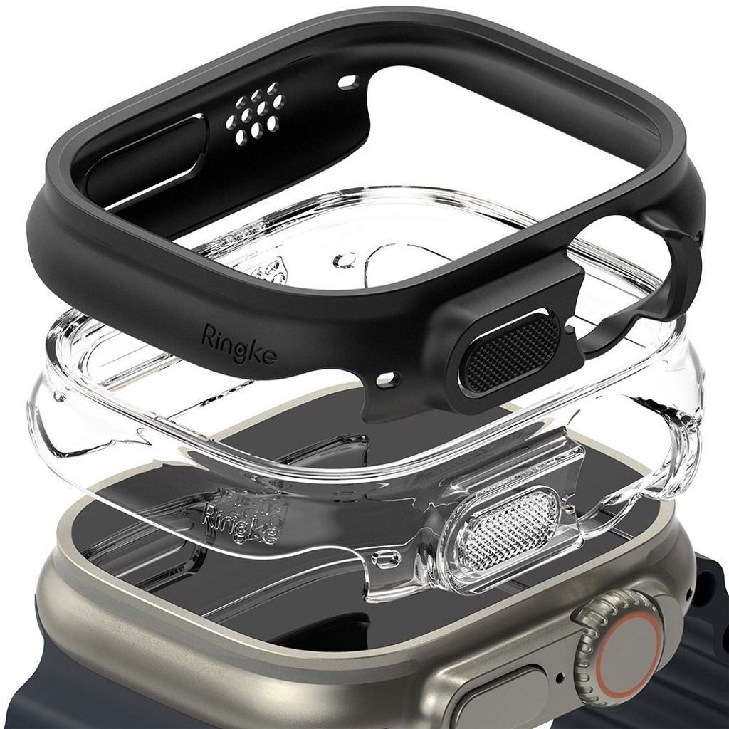 Ringke Slim skydd för Apple Watch Ultra 1/2 (49mm), 2-pack - transparent/svart