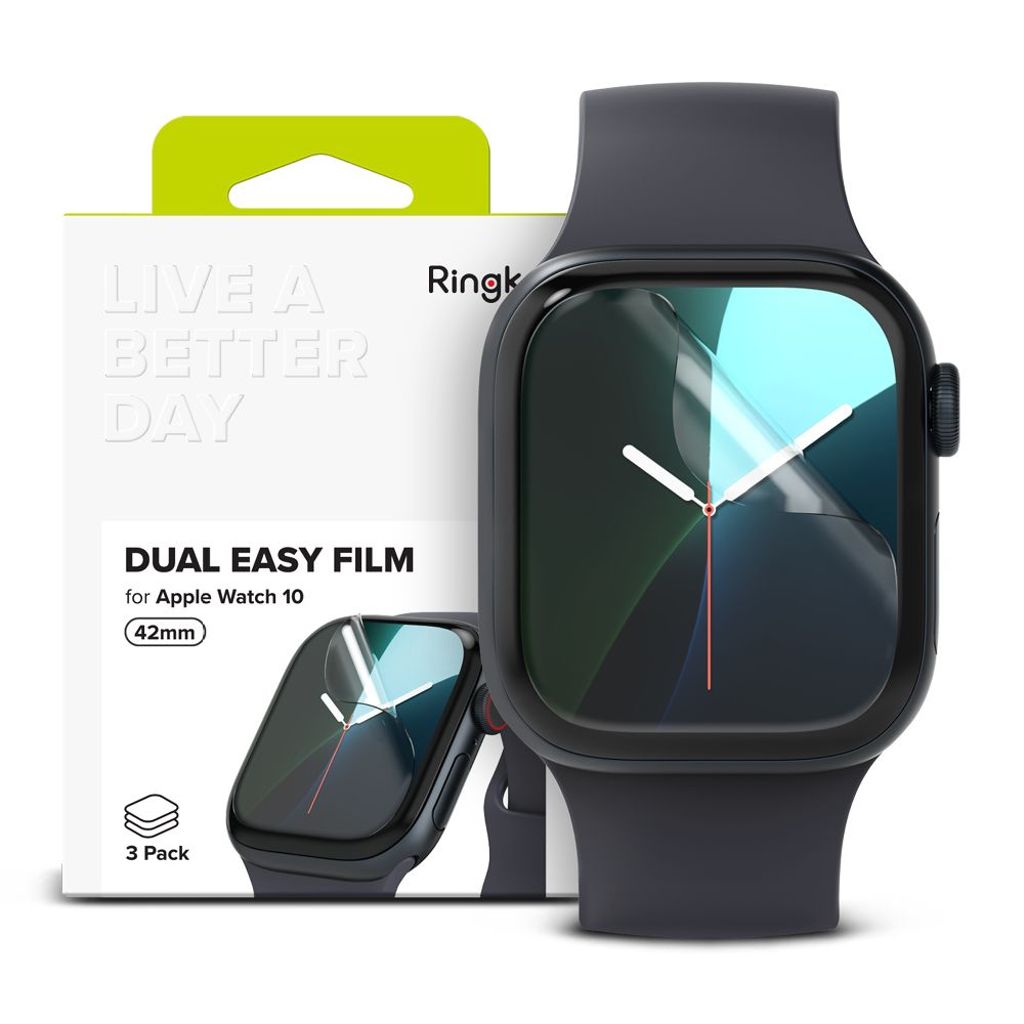 Ringke Dual Easy skärmskydd för Apple Watch 10 42 mm, 3-pack