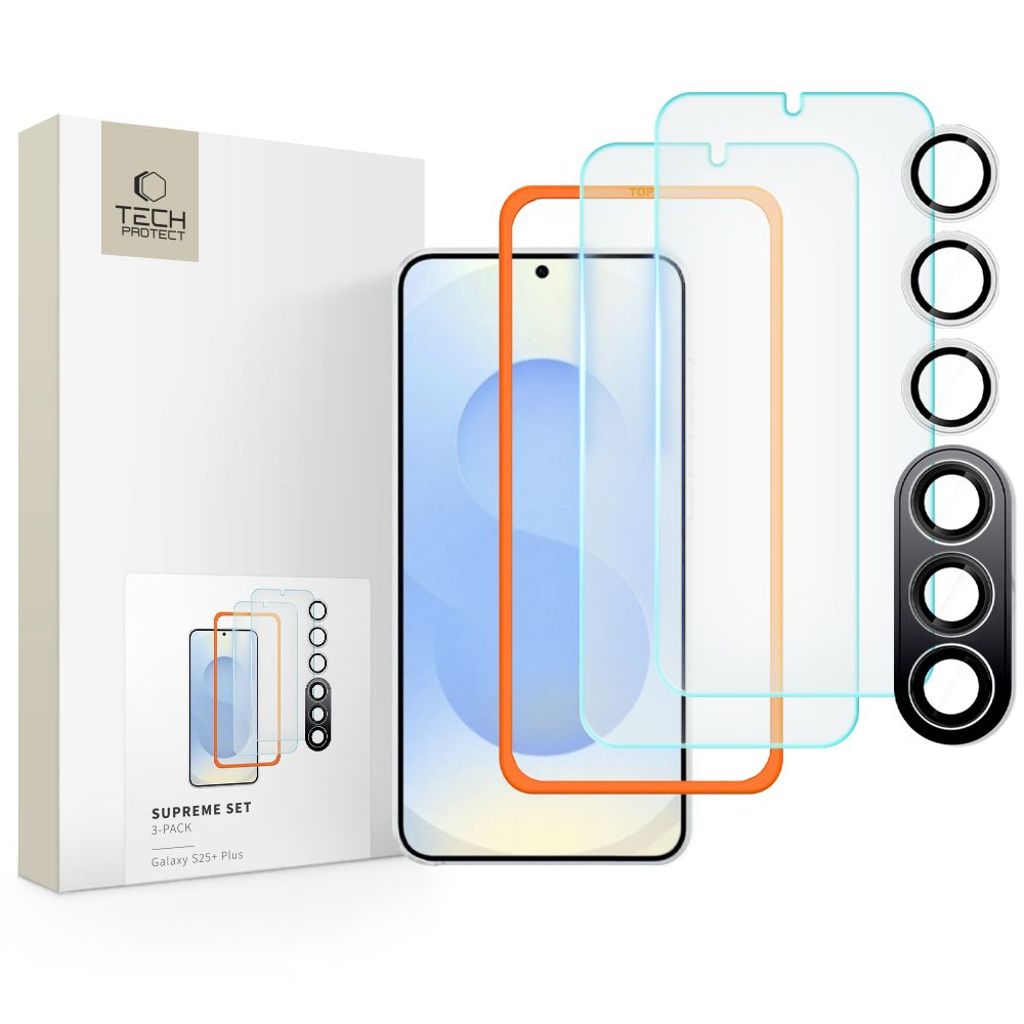 Tech-Protect Supreme Set 2x Screen & Lens Protector till Samsung Galaxy S25 Plus