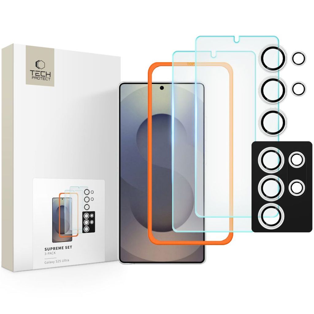 Tech-Protect Supreme Set 2x Screen & Lens Protector till Samsung Galaxy S25 Ultra