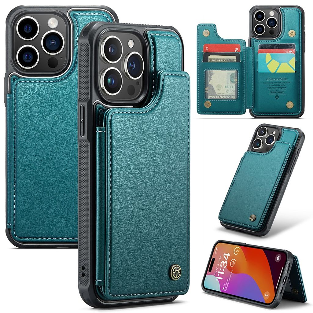 CASEME iPhone 15 Pro Max skal with 5 kortfack – grön