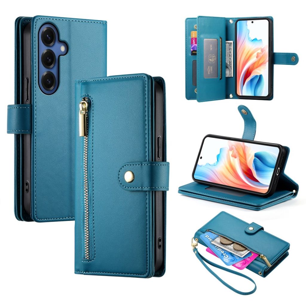 Samsung Galaxy S26 Plus plånboksfodral Card Holder Strap stativ – blå