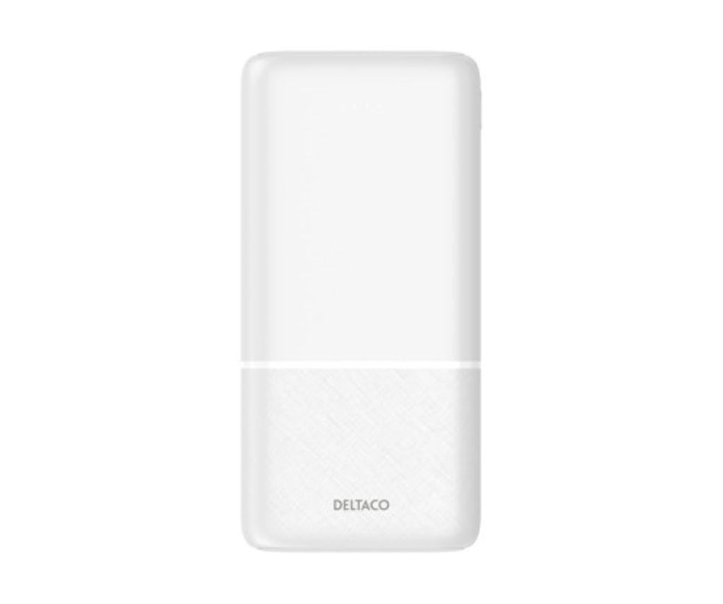 Deltaco powerbank 20,000 mAh, 2x USB-A, 1x USB-C - vit