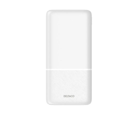 Deltaco powerbank 20,000 mAh, 2x USB-A, 1x USB-C - vit