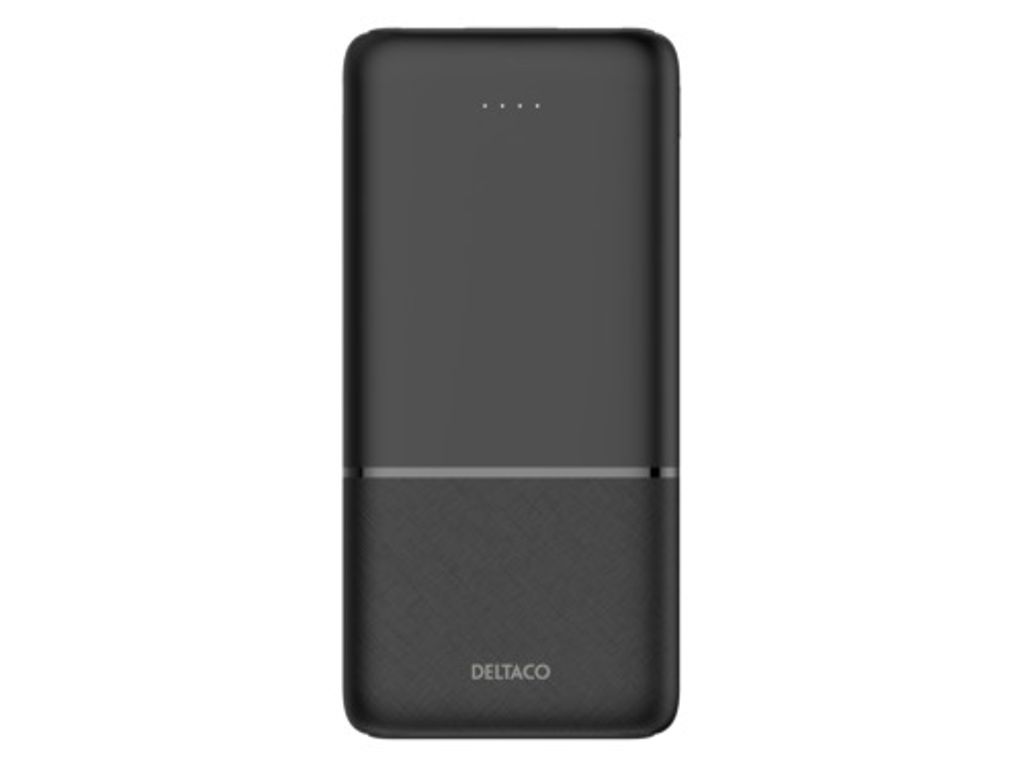 Deltaco Powerbank 10,000 mAh, 2x USB-A 18 W, 1x USB-C PD 20 W - Black