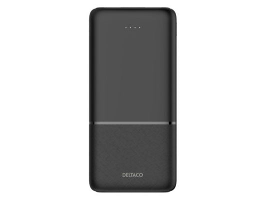 Deltaco powerbank 10,000 mAh, 2x USB-A 18 W, 1x USB-C PD 20 W - svart
