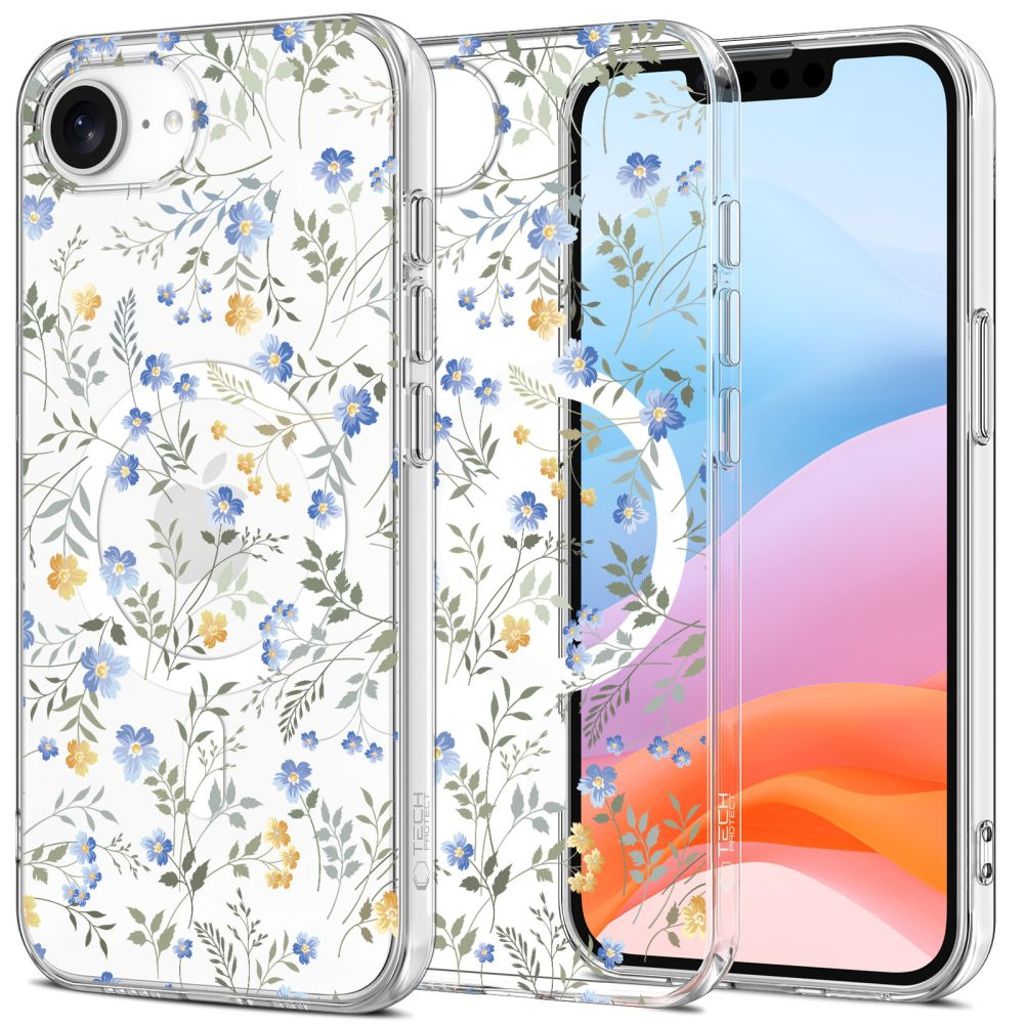 Tech-Protect FlexAir MagSafe skal för iPhone 16e - Daisies med Leaves