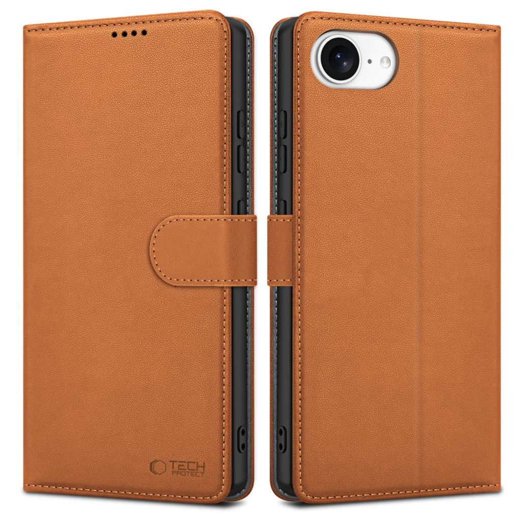 Tech-Protect plånboksfodral för iPhone 16e - brun