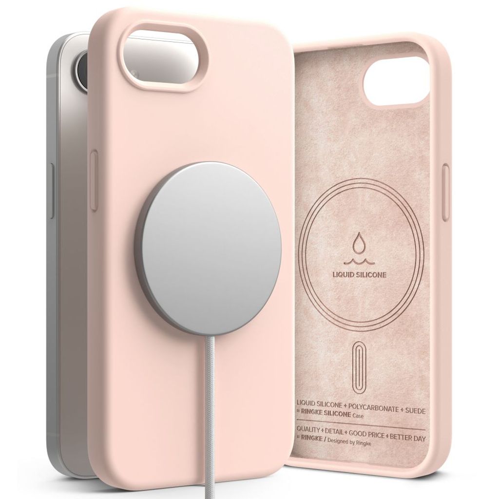 Ringke silikon Magsafe skal för iPhone 16e - rosa