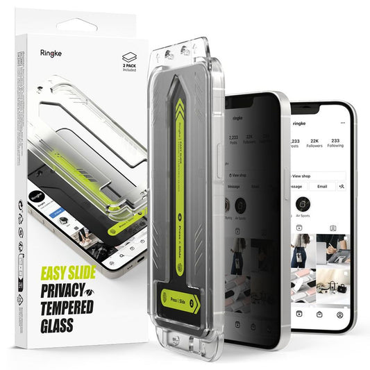 Ringke Easy Slide Privacy Glass 2-pack skärmskydd för iPhone 13/13 Pro/14/16e - transparent