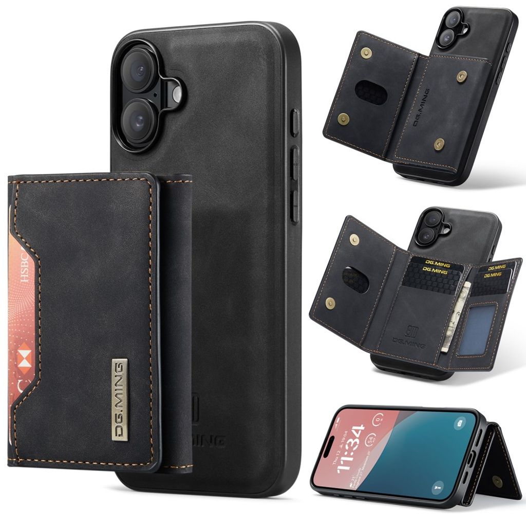 DG.MING iPhone 17 skal with Wallet – svart