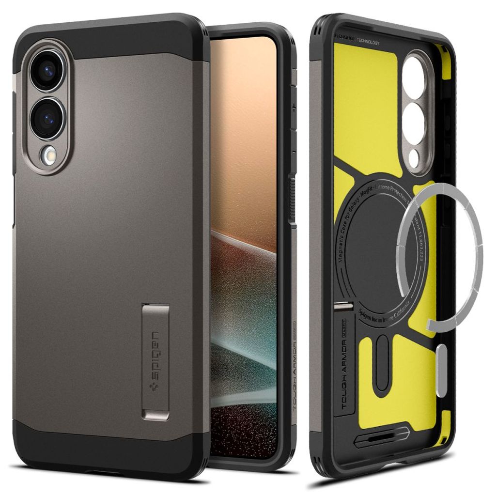 Spigen Tough Armor MagSafe skal till Samsung Galaxy S25 Edge – grå/svart