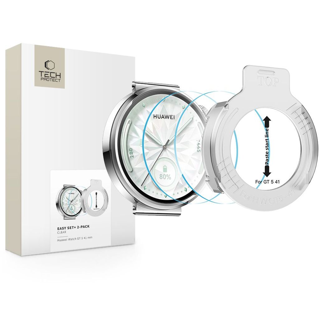 Tech-Protect Easy Set+ skärmskydd för Huawei Watch GT 5 41 mm, 2-pack