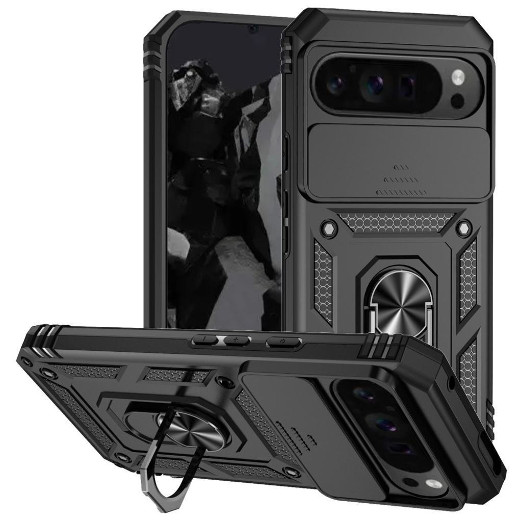Google Pixel 10 Pro XL / Pixel 9 Pro XL skal with stativ – svart