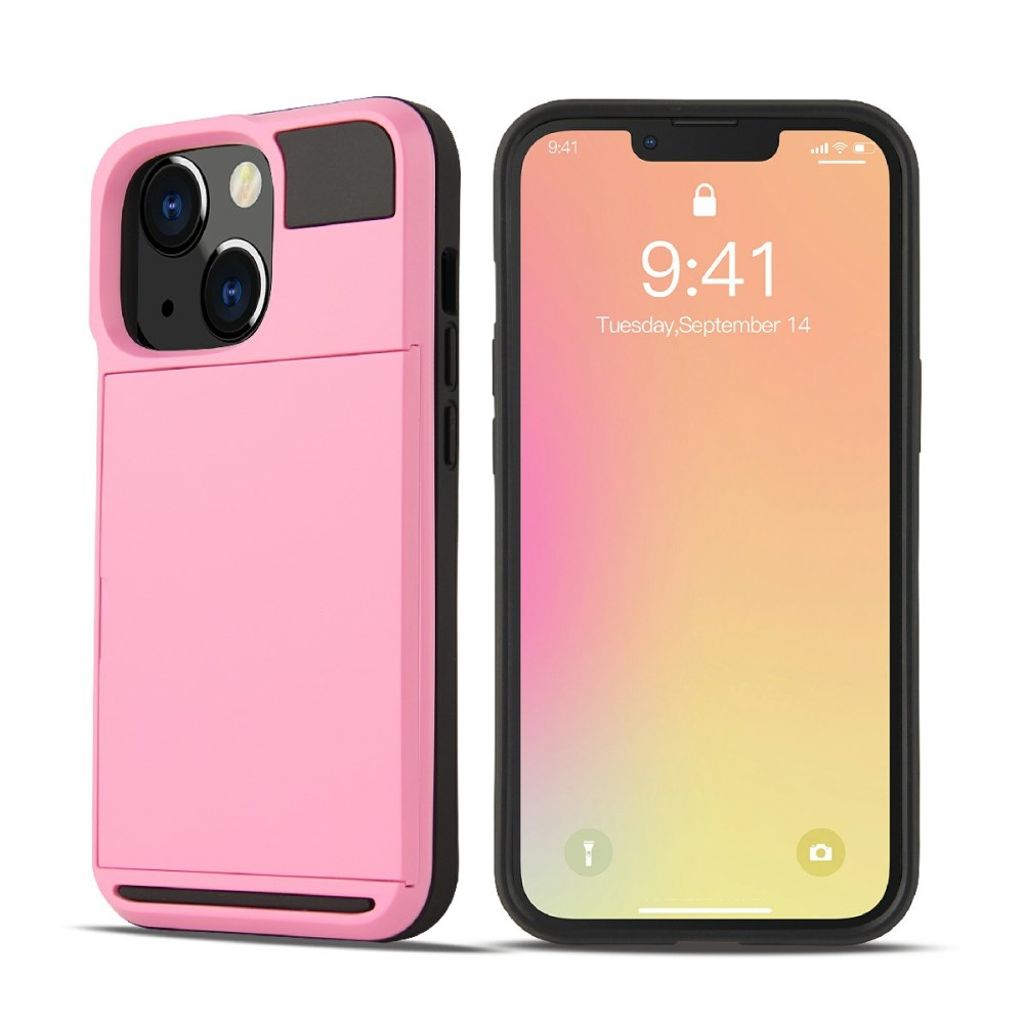 IPhone 13 Pro skal with slide card holder – rosa