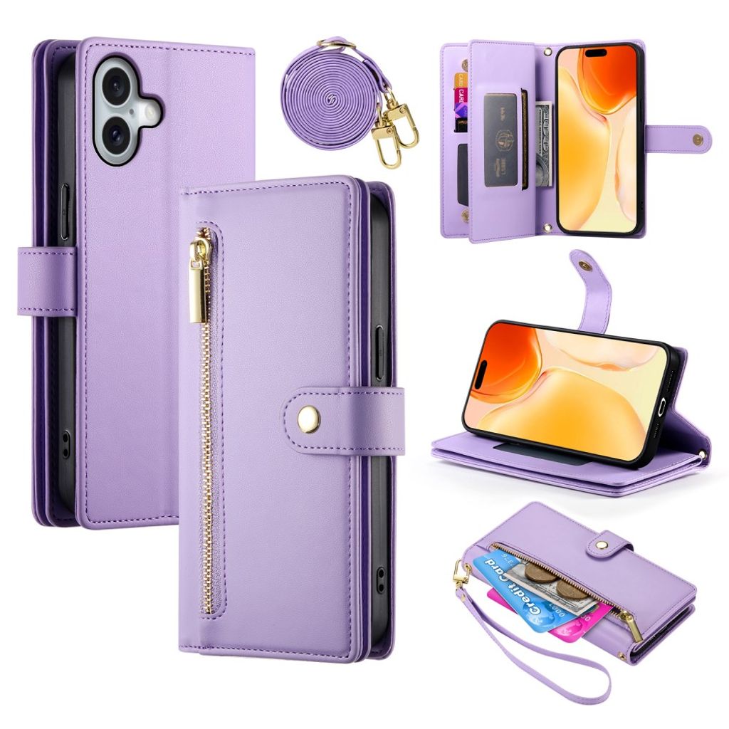 iPhone 17 Wallet Fodral with carrying strap - Purple