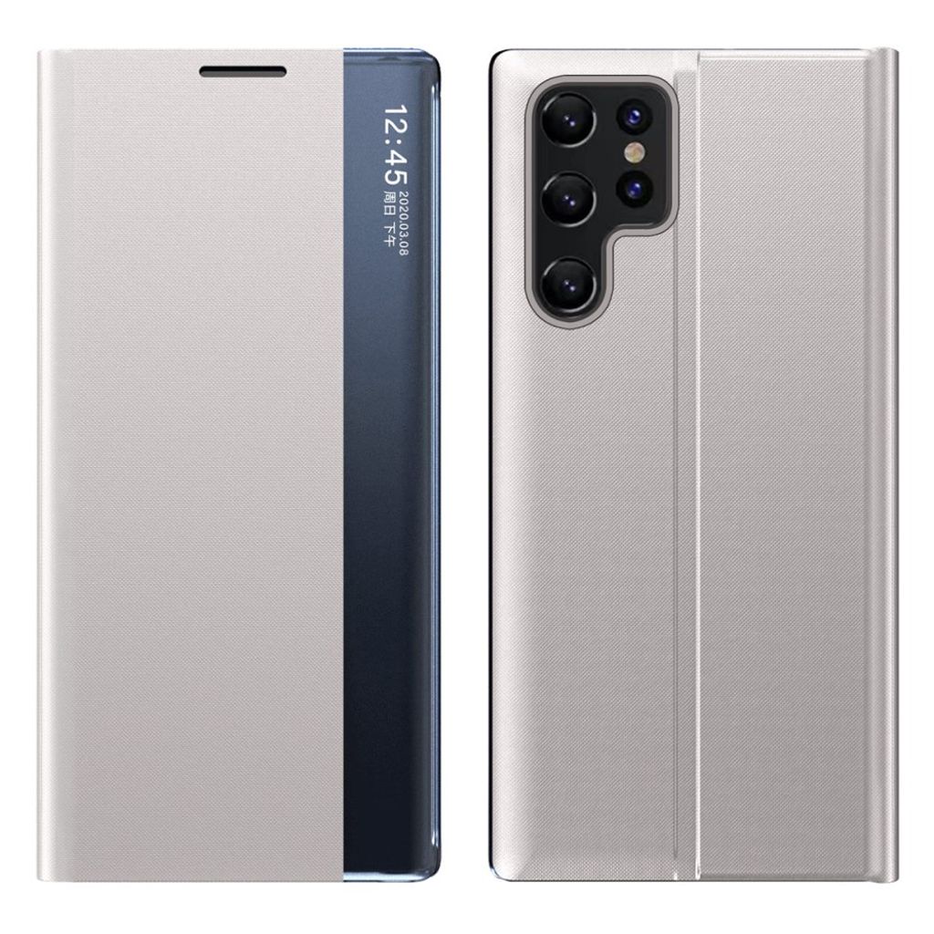 Samsung Galaxy S24 Ultra flip-fodral with stativ – silver