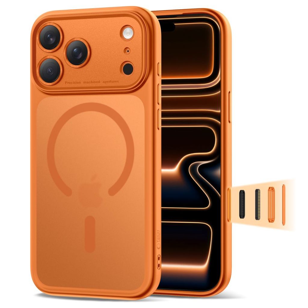 Tech-Protect Magpeak MagSafe CC skal till iPhone 17 Pro Max – orange