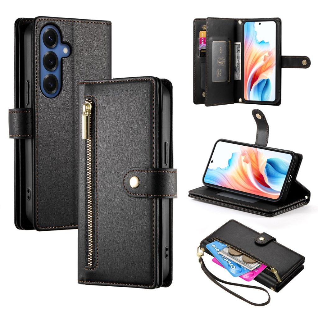 Samsung Galaxy S26 plånboksfodral Card Holder stativ Strap – svart