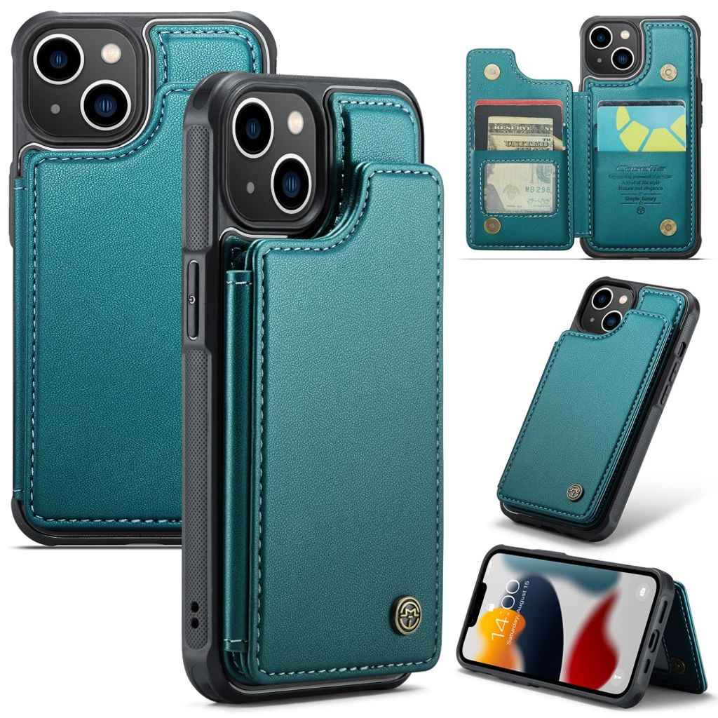 IPhone 13 CASEME C22 plånboksfodral RFID Blocking – grön