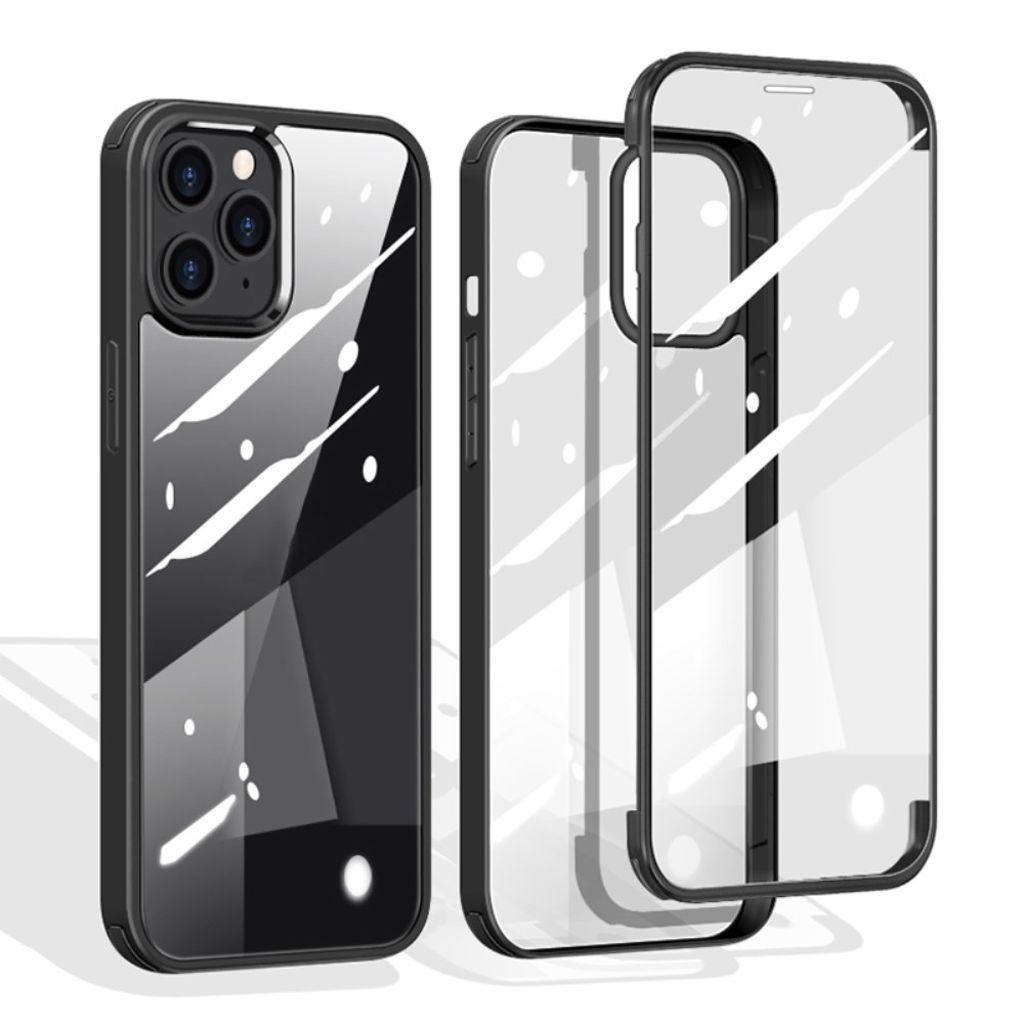 IPhone 13 Pro Max kuori näytönsuojalla – musta