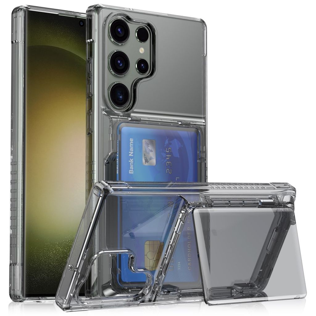 Samsung Galaxy S25 Ultra Case  with Card Slot and Stand - Transparent Black