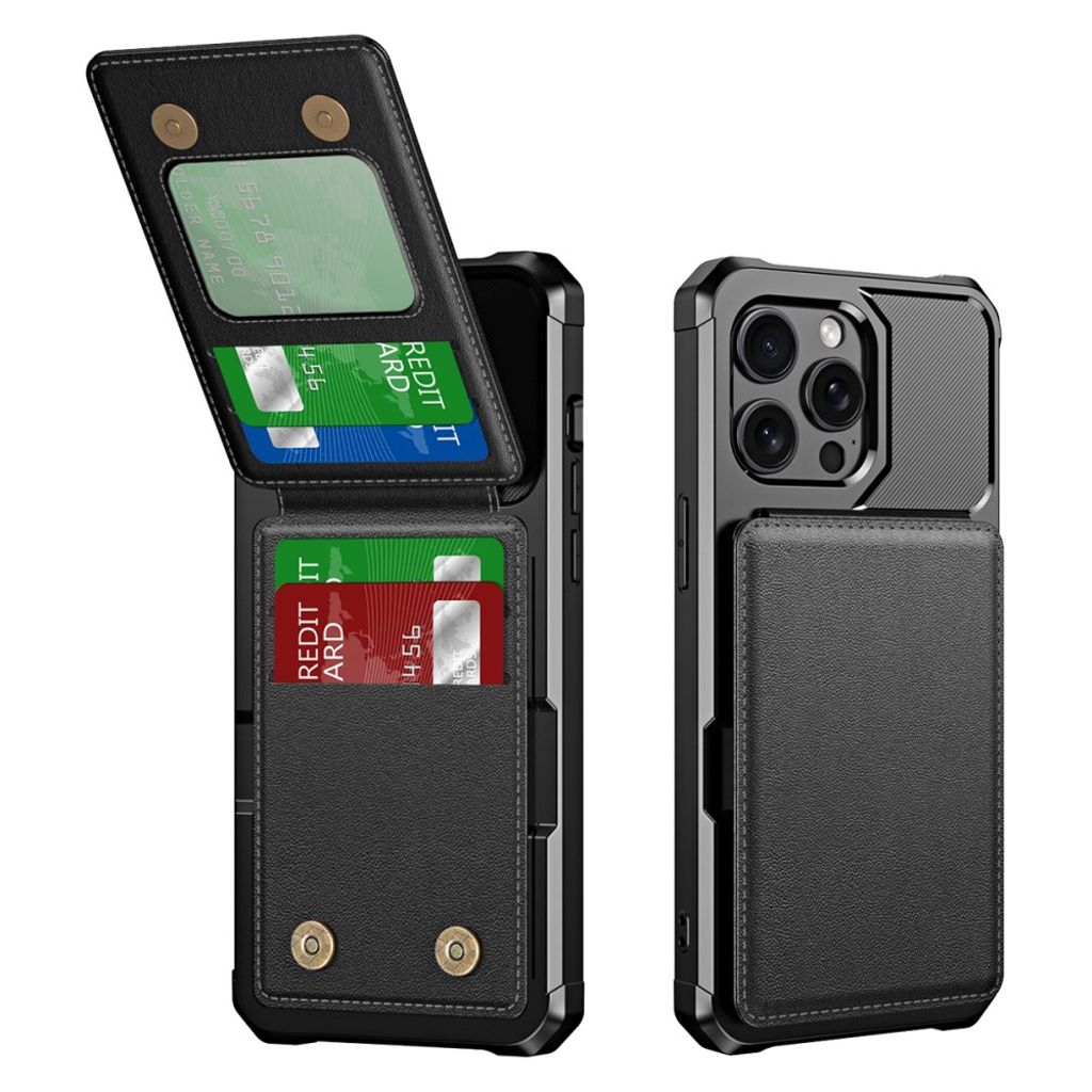 ZM11 iPhone 14 Pro plånboksfodral Card Holder stativ – svart