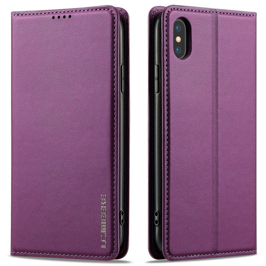 LC.IMEEKE iPhone XS Max Wallet Cover with Stand – Purple